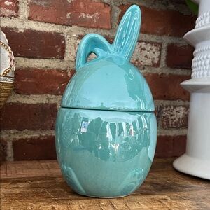 Turquoise Ceramic Bunny candle